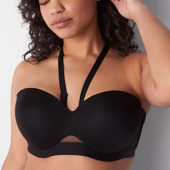 Cacique Black NWT Lightly Lined Multi Way Strapless Bra Sz 40F - Picture 1 of 11